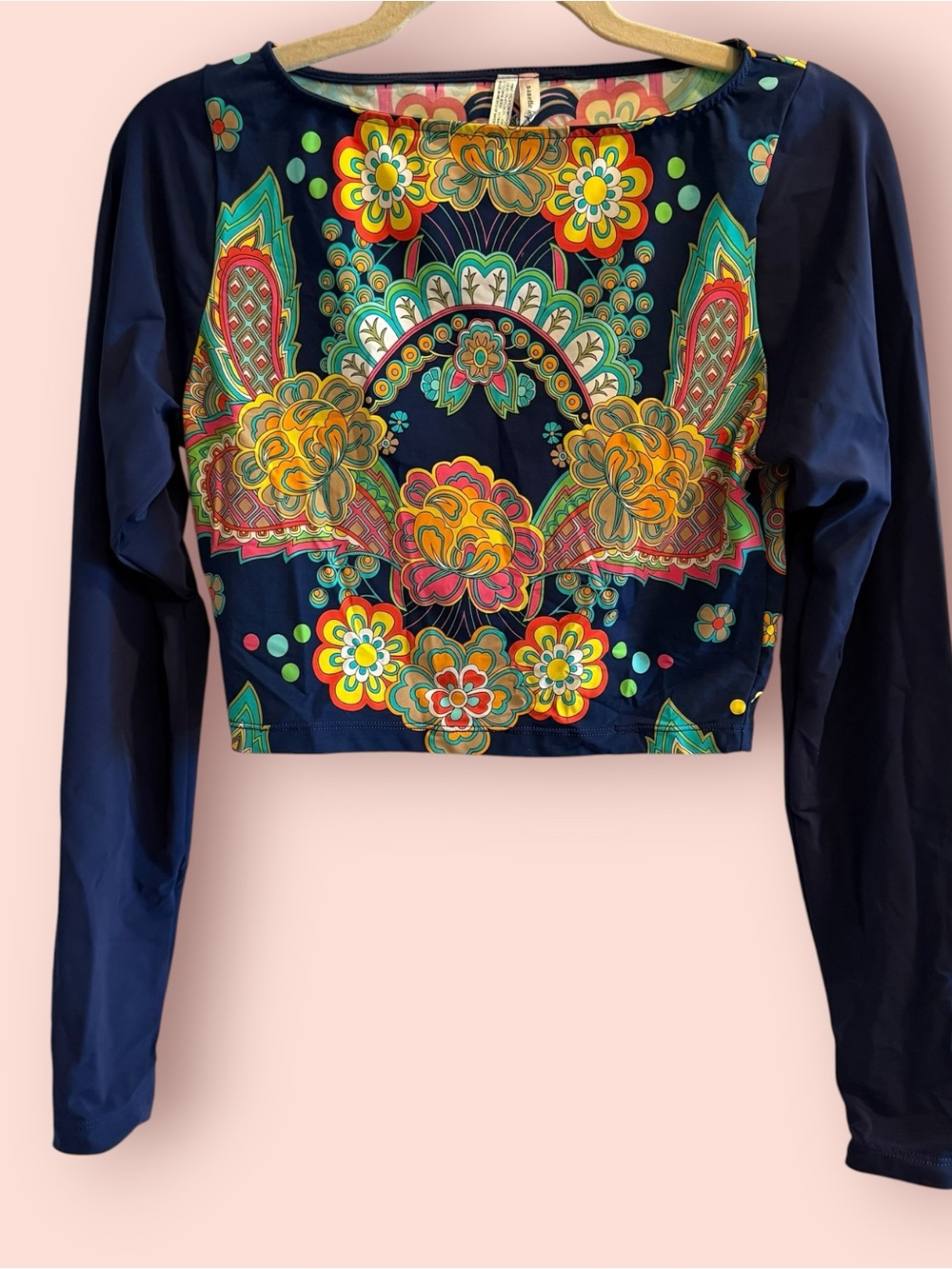 Nanette Lepore Psychedelic Rash Guard Crop Top / Designer Surf Swim Top